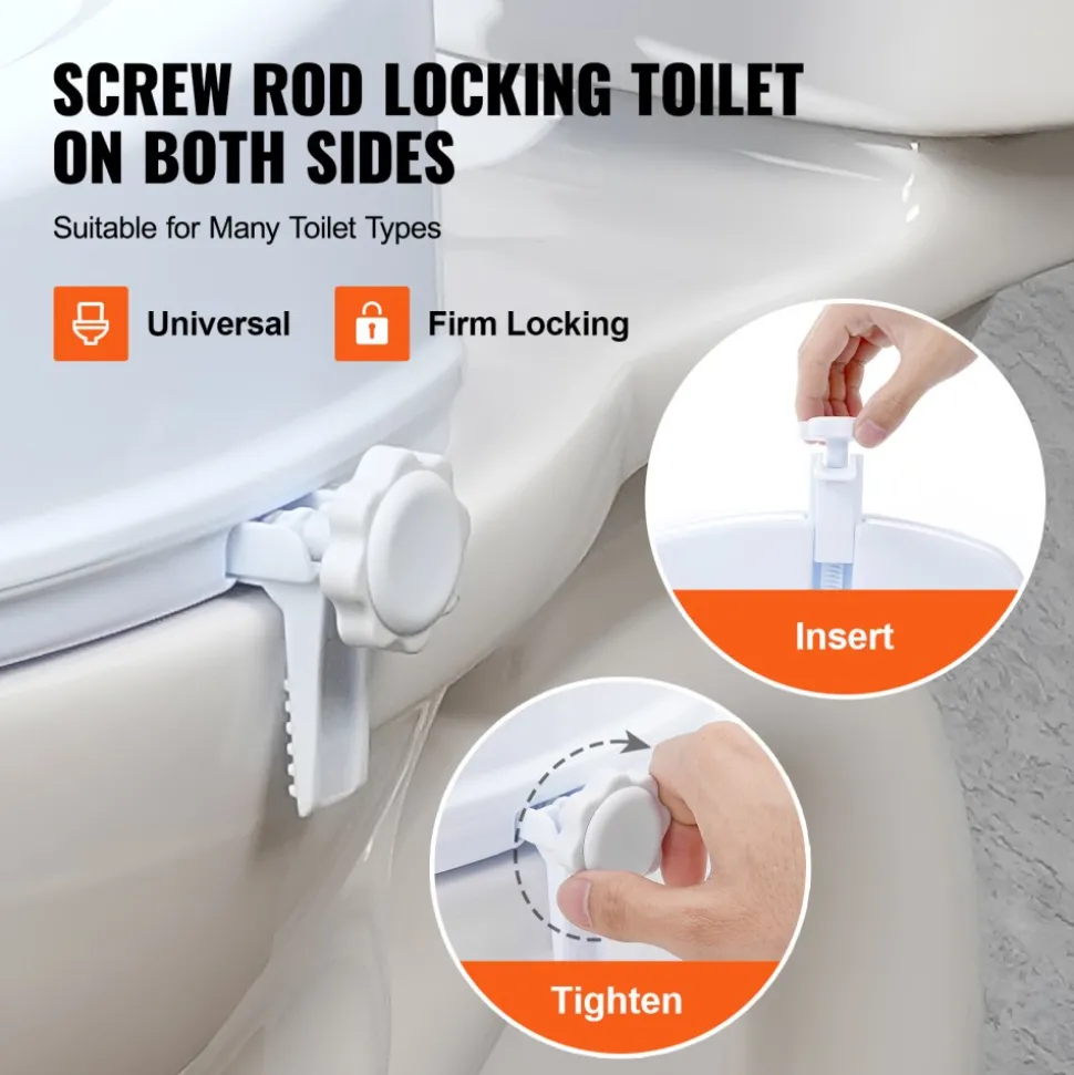VEVOR Raised Toilet Seat, 6" Height Raised, 300 lbs Weight Capacity, Universal Toilet Seat Riser, Screw Rod Locking, with Toilet Seat, for Elderly, Handicap, Patient, Pregnant, Medical