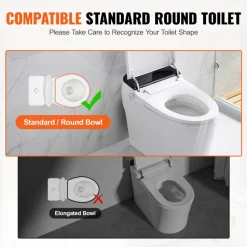 VEVOR Raised Toilet Seat, 3.5" Height Raised, 300 lbs Weight Capacity, for Standard Round Toilet, Aluminum Handrail, with EVA Armrest Padding, for Elderly, Handicap, Patient, Pregnant, Medical