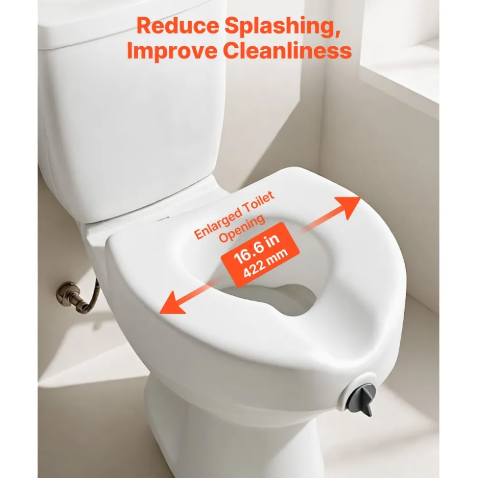 VEVOR Raised Toilet Seat, 350 lbs Capacity, 5-Inch Lift Height, Commode Elevated Toilet Seat Riser with Enlarged Opening for Seniors, Elderly, Handicap, Disabled, Adults, Fits Elongated & Round Bowl