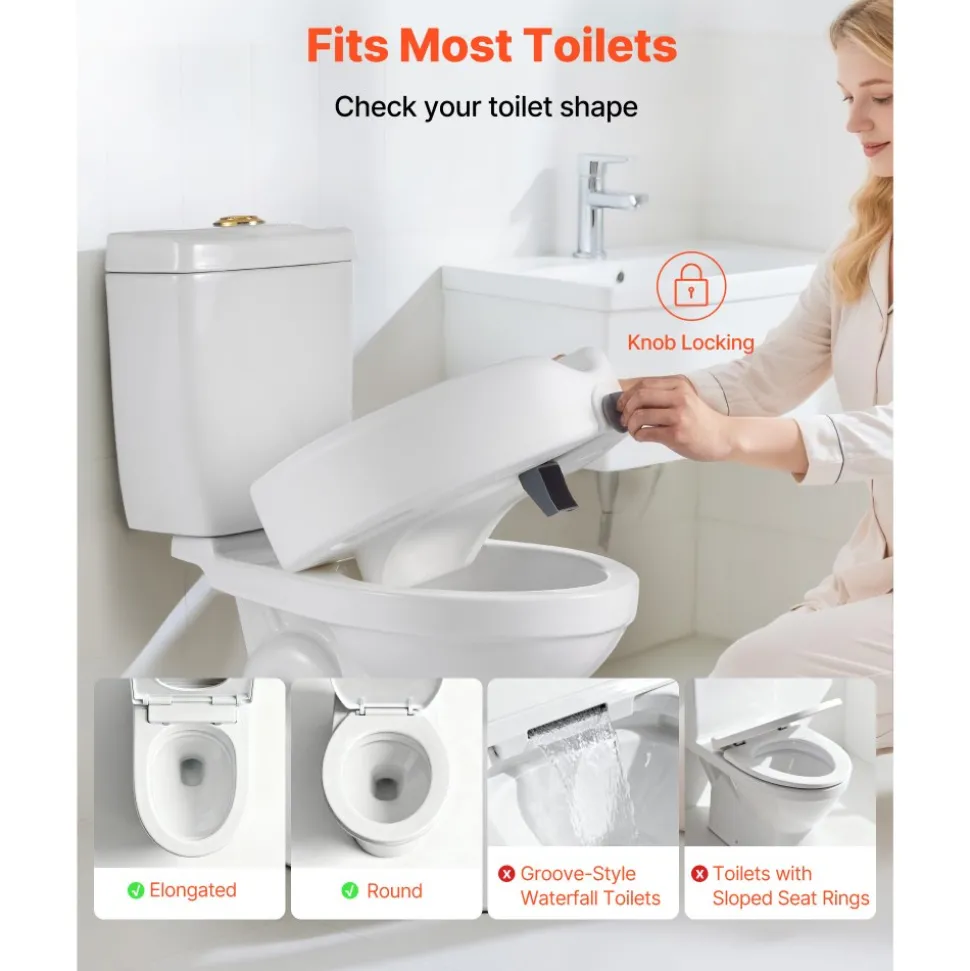 VEVOR Raised Toilet Seat, 350 lbs Capacity, 5-Inch Lift Height, Commode Elevated Toilet Seat Riser with Enlarged Opening for Seniors, Elderly, Handicap, Disabled, Adults, Fits Elongated & Round Bowl