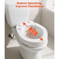 VEVOR Raised Toilet Seat, 300 lbs Load Capacity, 3.5-Inch Lift Height, Commode Elevated Toilet Seat Riser with Enlarged Opening for Seniors, Elderly, Handicap, Disabled, and Adults, Fits Round Bowl