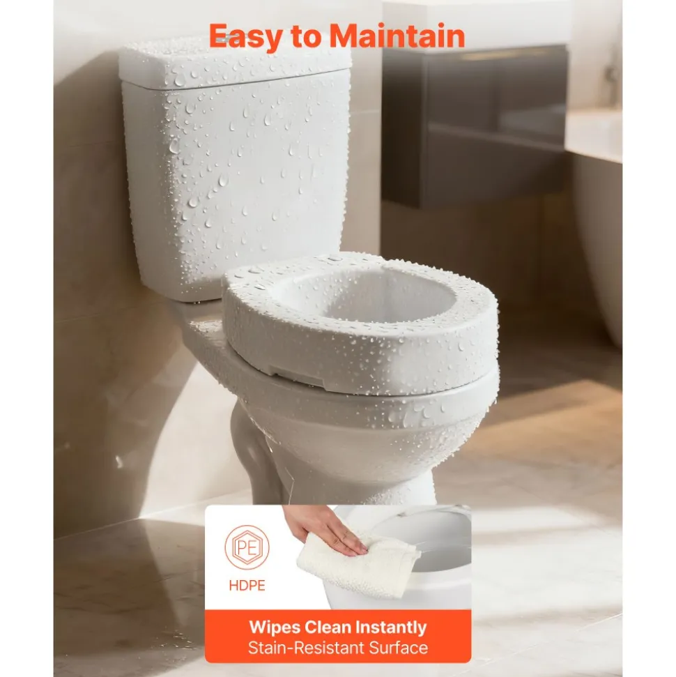 VEVOR Raised Toilet Seat, 300 lbs Load Capacity, 3.5-Inch Lift Height, Commode Elevated Toilet Seat Riser with Enlarged Opening for Seniors, Elderly, Handicap, Disabled, and Adults, Fits Round Bowl