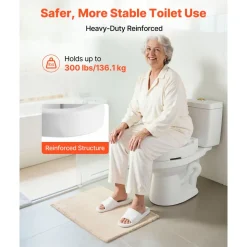 VEVOR Raised Toilet Seat, 300 lbs Load Capacity, 3.5-Inch Lift Height, Commode Elevated Toilet Seat Riser with Enlarged Opening for Seniors, Elderly, Handicap, Disabled, and Adults, Fits Round Bowl