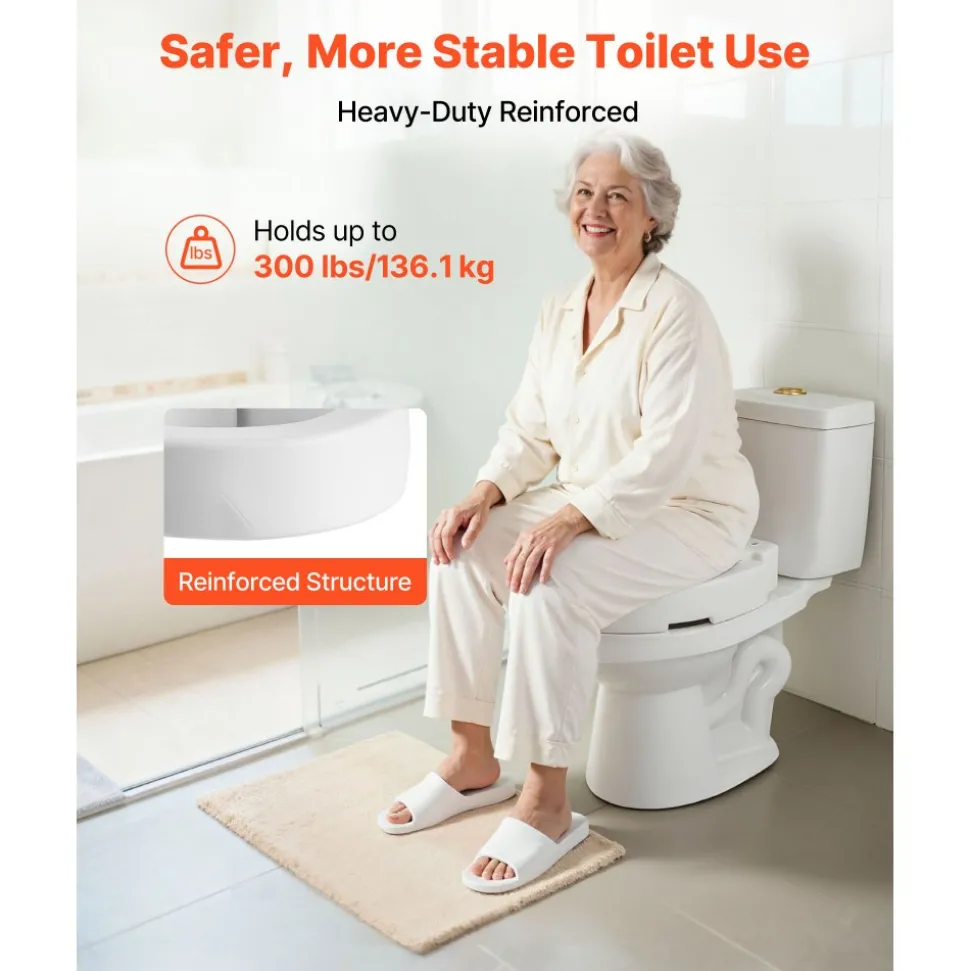 VEVOR Raised Toilet Seat, 300 lbs Load Capacity, 3.5-Inch Lift Height, Commode Elevated Toilet Seat Riser with Enlarged Opening for Seniors, Elderly, Handicap, Disabled, and Adults, Fits Round Bowl