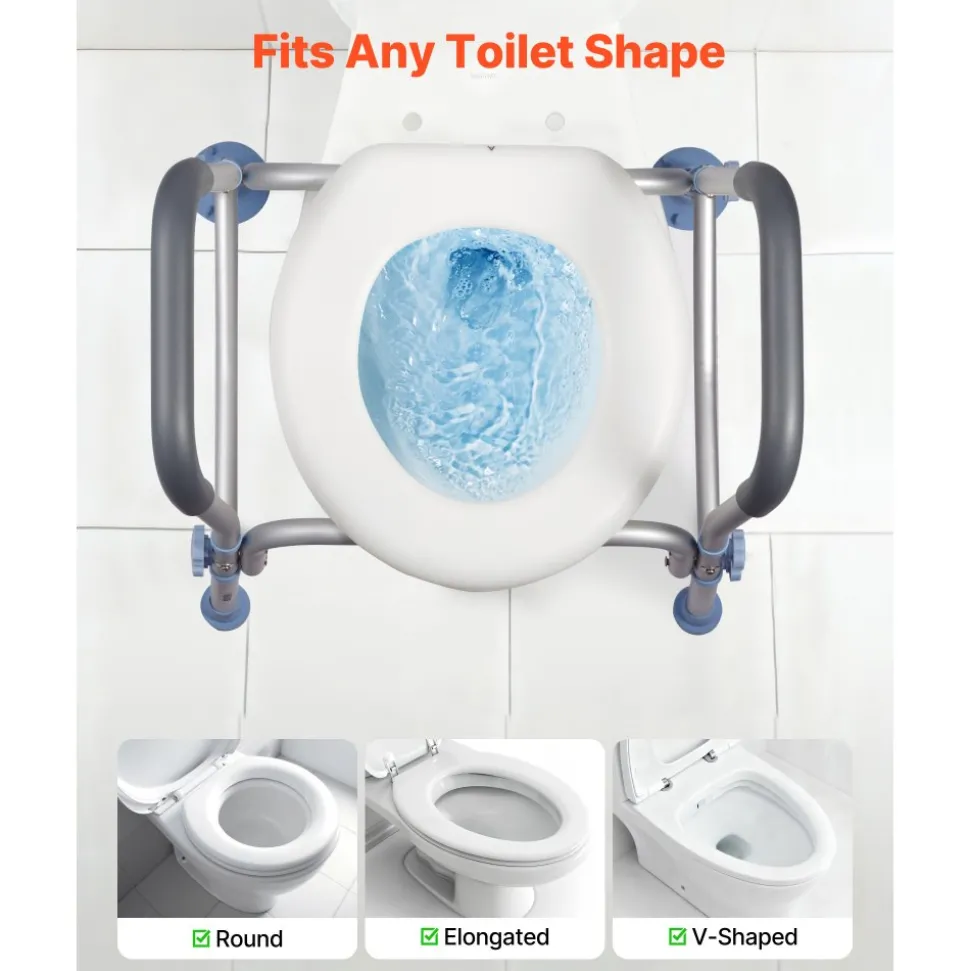 VEVOR Raised Toilet Seat with Arms, 350 lbs Capacity, 5-Inch Lift Height & Adjustable Width, Widened Commode Elevated Toilet Seat Riser with Handles for Seniors, Elderly, Handicap, Disabled, Adults