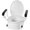 VEVOR Raised Toilet Seat with Arms, 300 lbs Load Capacity, 3-Level Adjustable Height, Widened Commode Elevated Toilet Seat Riser with Padded Handles for Seniors, Elderly, Handicap, Disabled, Adults
