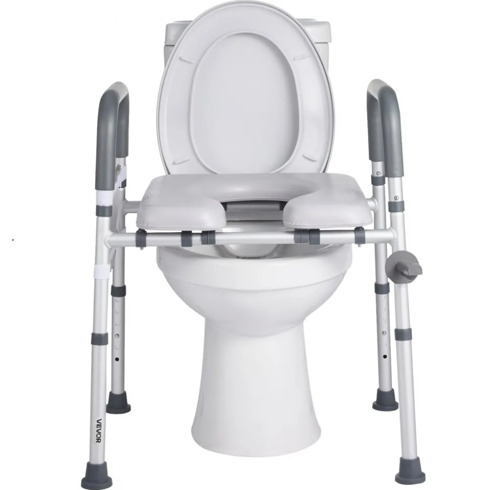 VEVOR Raised Toilet Seat with Arms, 400 lbs Load Capacity, Adjustable Height and Width, Commode Cushion Padded Elevated Toilet Seat Riser with Handles for Seniors, Elderly, Handicap, Disabled, Adults