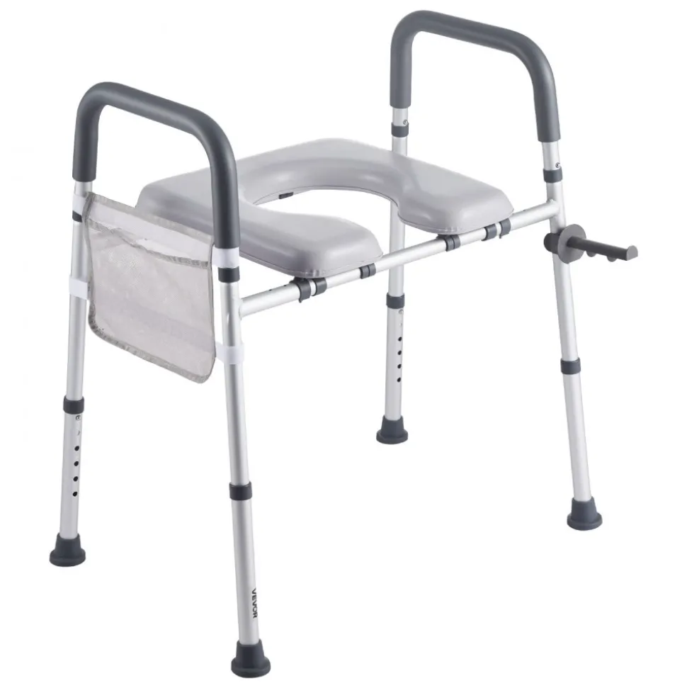 VEVOR Raised Toilet Seat with Arms, 400 lbs Load Capacity, Adjustable Height and Width, Commode Cushion Padded Elevated Toilet Seat Riser with Handles for Seniors, Elderly, Handicap, Disabled, Adults