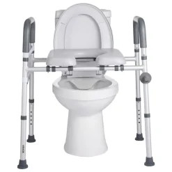 VEVOR Raised Toilet Seat with Arms, 400 lbs Load Capacity, Adjustable Height and Width, Commode Cushion Padded Elevated Toilet Seat Riser with Handles for Seniors, Elderly, Handicap, Disabled, Adults