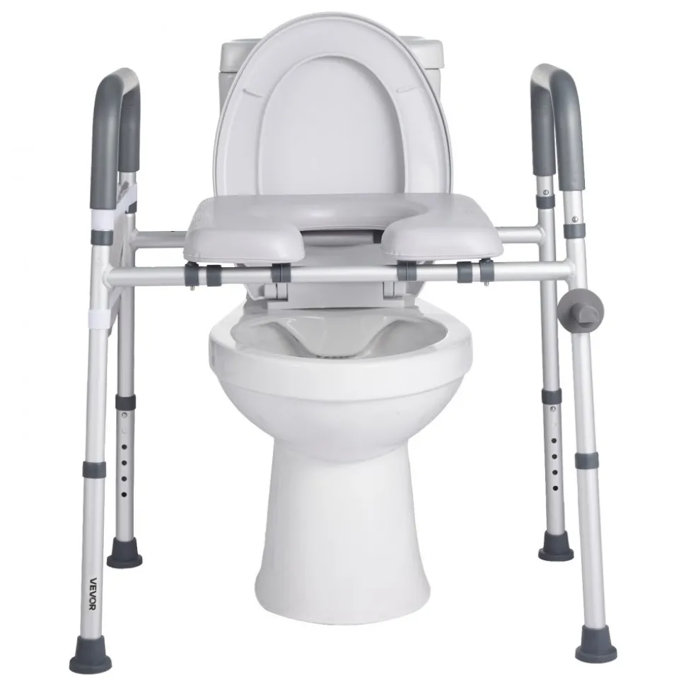 VEVOR Raised Toilet Seat with Arms, 400 lbs Load Capacity, Adjustable Height and Width, Commode Cushion Padded Elevated Toilet Seat Riser with Handles for Seniors, Elderly, Handicap, Disabled, Adults