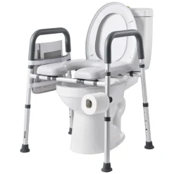 VEVOR Raised Toilet Seat with Arms, 400 lbs Load Capacity, Adjustable Height and Width, Commode Cushion Padded Elevated Toilet Seat Riser with Handles for Seniors, Elderly, Handicap, Disabled, Adults