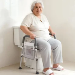 VEVOR Raised Toilet Seat with Arms, 400 lbs Load Capacity, Adjustable Height and Width, Commode Cushion Padded Elevated Toilet Seat Riser with Handles for Seniors, Elderly, Handicap, Disabled, Adults