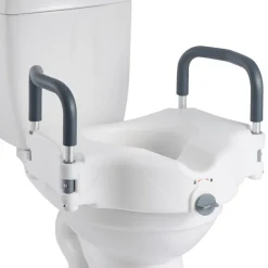 VEVOR Raised Toilet Seat with Handles 350 lb Handicap Elevated Toilet Riser, for Seniors, Elderly & Disabled, Adjustable Height & Width, Soft Cushion Padded, Fits Round, Elongated & V-Shaped Commode