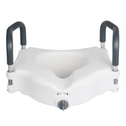 VEVOR Raised Toilet Seat with Handles 350 lb Handicap Elevated Toilet Riser, for Seniors, Elderly & Disabled, Adjustable Height & Width, Soft Cushion Padded, Fits Round, Elongated & V-Shaped Commode