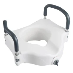 VEVOR Raised Toilet Seat with Handles 350 lb Handicap Elevated Toilet Riser, for Seniors, Elderly & Disabled, Adjustable Height & Width, Soft Cushion Padded, Fits Round, Elongated & V-Shaped Commode