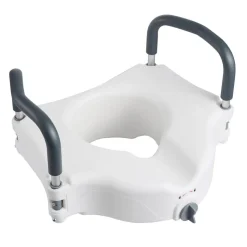 VEVOR Raised Toilet Seat with Handles 350 lb Handicap Elevated Toilet Riser, for Seniors, Elderly & Disabled, Adjustable Height & Width, Soft Cushion Padded, Fits Round, Elongated & V-Shaped Commode