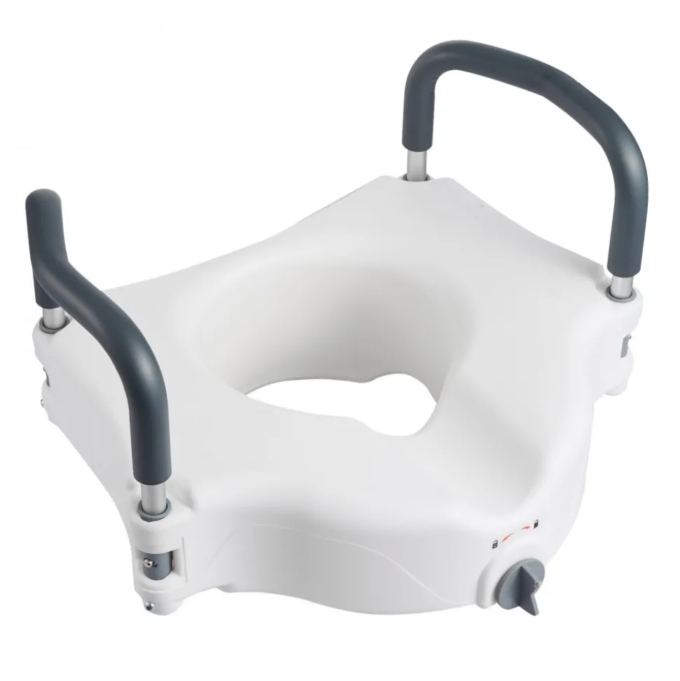 VEVOR Raised Toilet Seat with Handles 350 lb Handicap Elevated Toilet Riser, for Seniors, Elderly & Disabled, Adjustable Height & Width, Soft Cushion Padded, Fits Round, Elongated & V-Shaped Commode