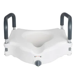 VEVOR Raised Toilet Seat with Handles 350 lb Handicap Elevated Toilet Riser, for Seniors, Elderly & Disabled, Adjustable Height & Width, Soft Cushion Padded, Fits Round, Elongated & V-Shaped Commode