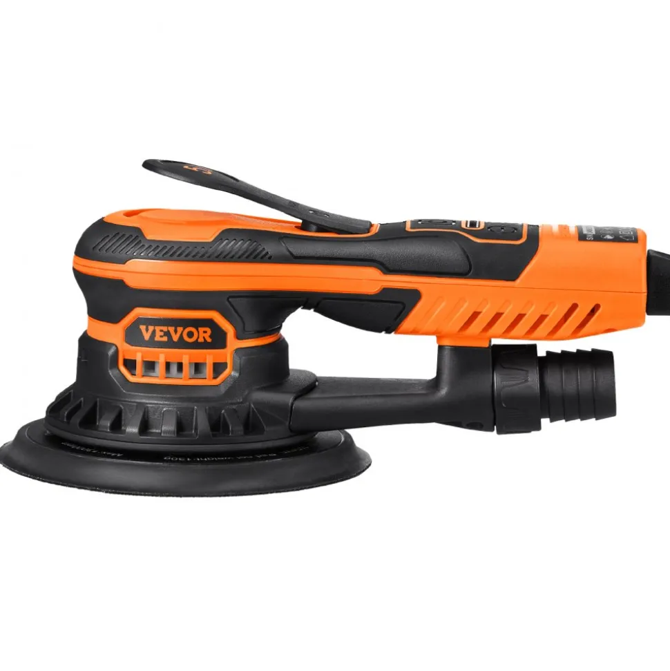 VEVOR Random Orbital Sander 6-Inch, 350W Brushless Orbital Sander, 10,000 PRM 6 Variable Speed Electric Palm Sander with 10PCS Sandpapers, Dust Connector & Hose for Woodworking Detailing Sanding