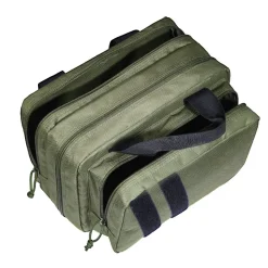 VEVOR Range Bag for 2 Pistols, Tactical Gun Bag with 2 Built-in Removable Pistol Bags & 6 Detachable Magazines, Gun Range Bag for Outdoor Hunting Shooting, Lockable Carrying Handgun Bag Case, Green