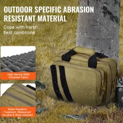 VEVOR Range Bag for 2 Pistols, Tactical Gun Bag with 2 Built-in Removable Pistol Bags & 6 Detachable Magazines, Gun Range Bag for Outdoor Hunting Shooting, Lockable Carrying Handgun Bag Case, Brown