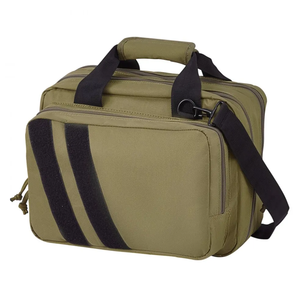 VEVOR Range Bag for 2 Pistols, Tactical Gun Bag with 2 Built-in Removable Pistol Bags & 6 Detachable Magazines, Gun Range Bag for Outdoor Hunting Shooting, Lockable Carrying Handgun Bag Case, Brown