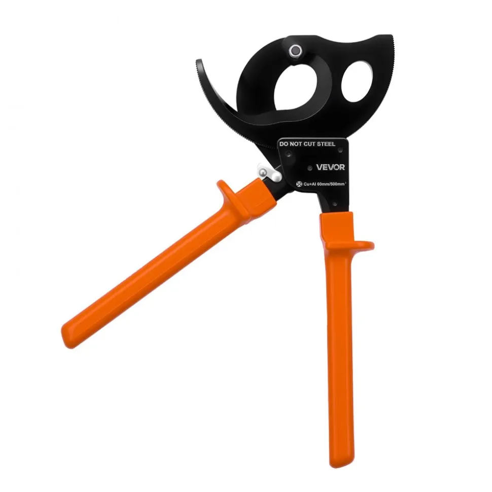VEVOR Ratcheting Cable Cutter, Spring Steel Blades with PVC-Coated Handles, Quick-Release Button, Heavy Duty Ratchet Cable Wire Cutter for Cutting Copper & Aluminum Cables Up to 1000 MCM / 500 mm²