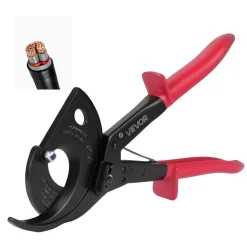 VEVOR Ratcheting Cable Cutter, Spring Steel Blades with Insulated Handles, Quick-Release Button, Heavy Duty Ratchet Cable Wire Cutter for Cutting Copper & Aluminum Cables Up to 800 MCM / 400 mm²