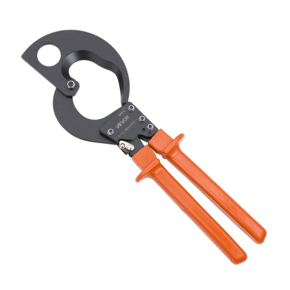 VEVOR Ratcheting Cable Cutter, Spring Steel Blades with PVC-Coated Handles, Quick-Release Button, Heavy Duty Ratchet Cable Wire Cutter for Cutting Copper & Aluminum Cables Up to 800 MCM / 400 mm²