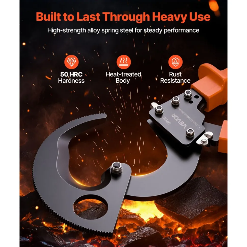 VEVOR Ratcheting Cable Cutter, Spring Steel Blades with PVC-Coated Handles, Quick-Release Button, Heavy Duty Ratchet Cable Wire Cutter for Cutting Copper & Aluminum Cables Up to 800 MCM / 400 mm²