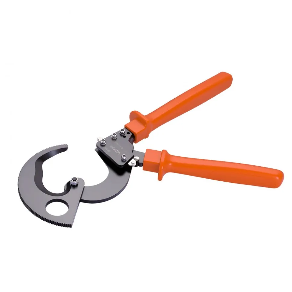 VEVOR Ratcheting Cable Cutter, Spring Steel Blades with PVC-Coated Handles, Quick-Release Button, Heavy Duty Ratchet Cable Wire Cutter for Cutting Copper & Aluminum Cables Up to 800 MCM / 400 mm²