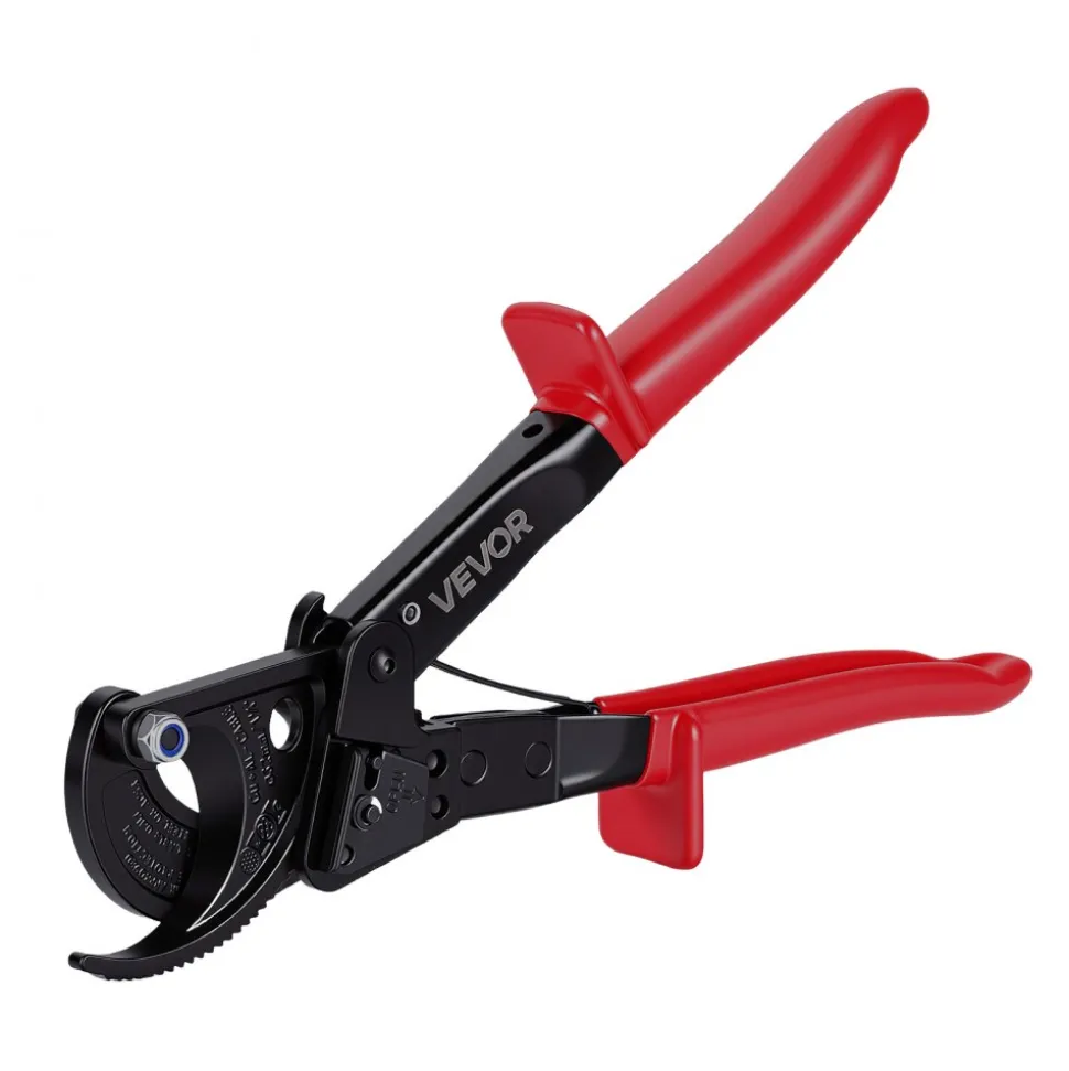 VEVOR Ratcheting Cable Cutter, Spring Steel Blades with PVC-Coated Handles, Quick-Release Button, Heavy Duty Ratchet Cable Wire Cutter for Cutting Copper & Aluminum Cables Up to 474 MCM / 240 mm²