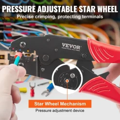 VEVOR Ratcheting Crimping Tool Set For Insulated Electrical Connectors AWG22-10 with Wire Stripper and 210pcs Heat Shrink Tubes Labor-Saving Ratcheting Wire Crimp Pliers