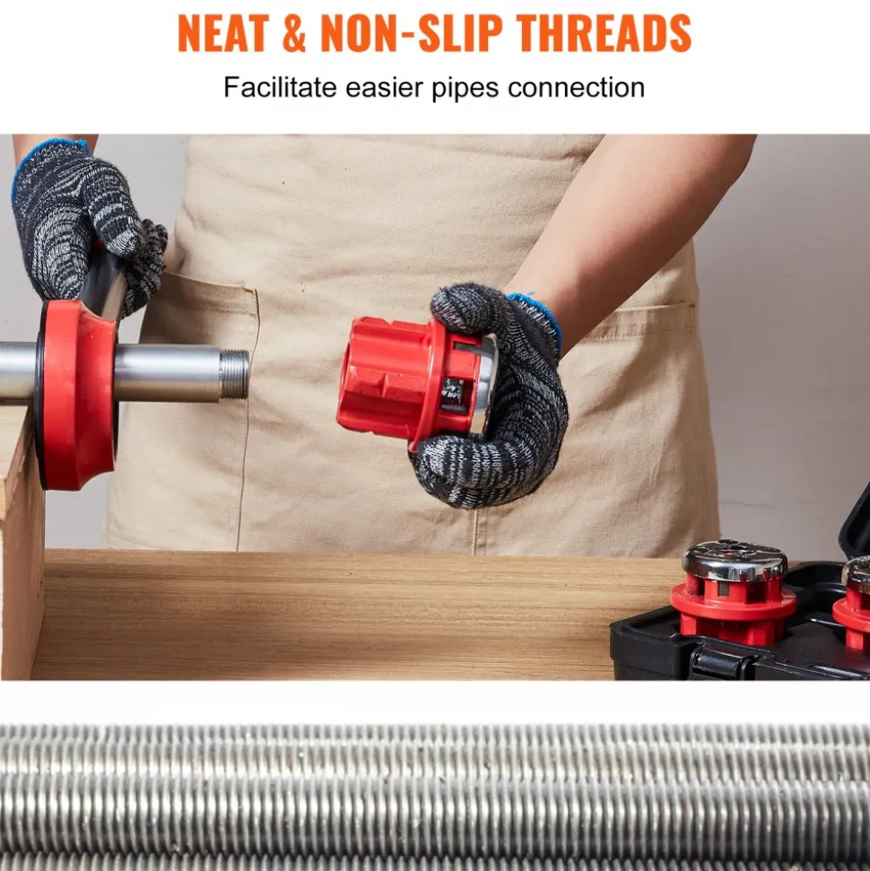 VEVOR Ratchet Pipe Threader Kit, 1/2" NPT, 3/4" NPT, 1" NPT Manual Ratcheting Pipe Threader, Portable Pipe Threading Tool Set with 3PCS NPT Dies, Storage Case for Galvanized Aluminum Iron Copper Pipes