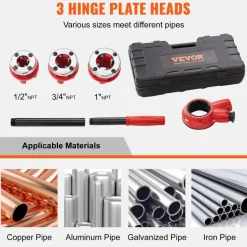 VEVOR Ratchet Pipe Threader Kit, 1/2