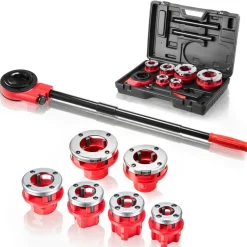 VEVOR Ratchet Pipe Threader Kit with 6 Dies, 1/2