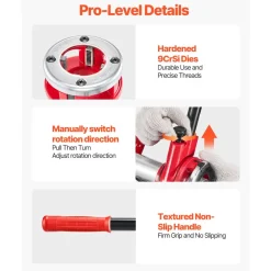VEVOR Ratchet Pipe Threader Kit with 6 Dies, 1/2