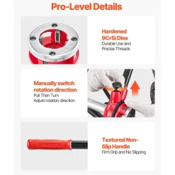 VEVOR Ratchet Pipe Threader Kit with 7 Dies, 3/8