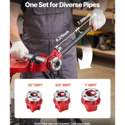 VEVOR Ratchet Pipe Threader Kit with 3 Dies, 1/2