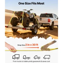 VEVOR Ratchet Straps, 2 in x 30 ft, Heavy Duty Tie Down Straps with Double J Hook, 10,000 lbs Break Strength, Carry Bag, Tie Down Ratcheting for Moving, Trailers, Motorcycles, Kayaks, Car Roof, 4 Pack