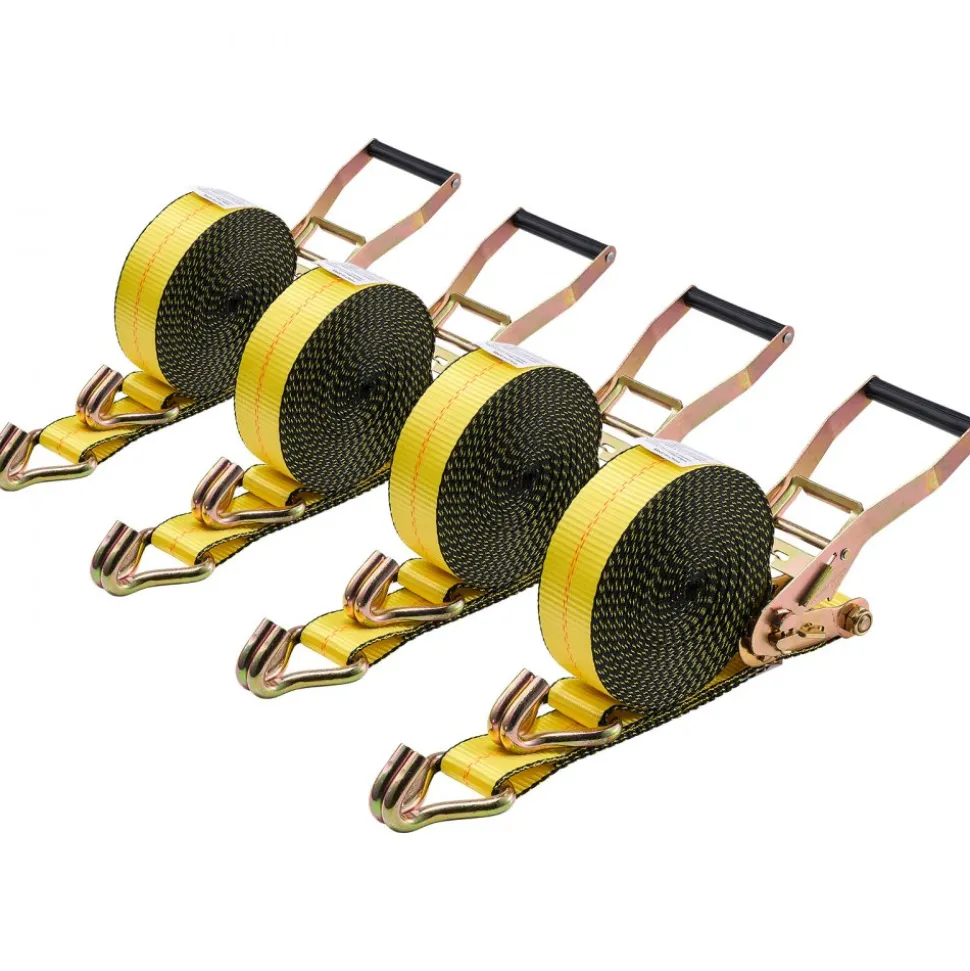 VEVOR Ratchet Straps, 2 in x 30 ft, Heavy Duty Tie Down Straps with Double J Hook, 10,000 lbs Break Strength, Carry Bag, Tie Down Ratcheting for Moving, Trailers, Motorcycles, Kayaks, Car Roof, 4 Pack