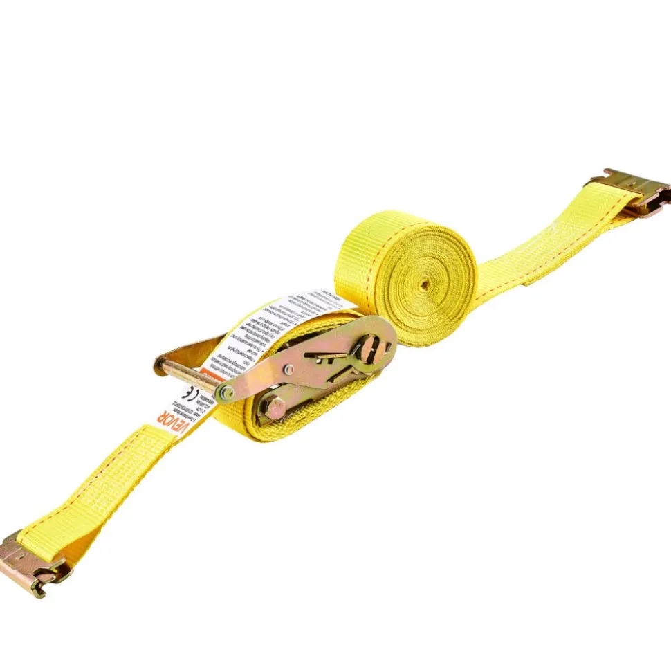 VEVOR Ratchet Straps, 2 in x 15 ft, 30 Pack E-Track Tie Down Straps, 4400 lbs Break Strength & 1460 lbs Rated Load, Tie Down Ratcheting for Moving, Trailers, Motorcycles, Kayaks, Car Roof, Yellow