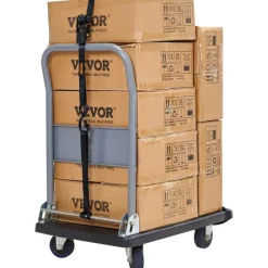 VEVOR Ratchet Tie Down Straps (4PK), 2200 lb Max Break Strength, Includes 4 Premium 1" x 15' Rachet Tie Downs with Padded Handles, for Moving Securing Cargo, Appliances, Lawn Equipment, Motorcycle