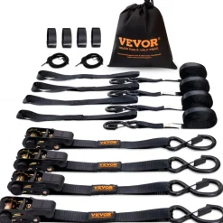 VEVOR Ratchet Tie Down Straps (4PK), 2200 lb Max Break Strength, Includes 4 Premium 1