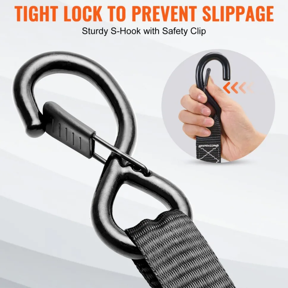 VEVOR Ratchet Tie Down Straps (4PK), 5208 lb Max Break Strength, Includes 4 Premium 1.6" x 8' Rachet Tie Downs with Padded Handles, for Moving Securing Cargo, Appliances, Lawn Equipment, Motorcycle