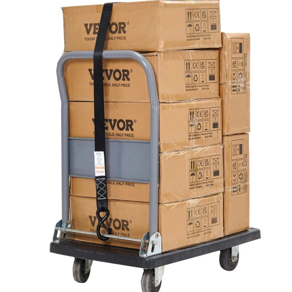 VEVOR Ratchet Tie Down Straps (4PK), 5208 lb Max Break Strength, Includes 4 Premium 1.6" x 8' Rachet Tie Downs with Padded Handles, for Moving Securing Cargo, Appliances, Lawn Equipment, Motorcycle