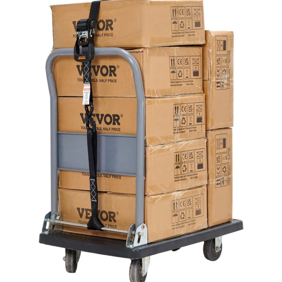 VEVOR Ratchet Tie Down Straps (4PK), 5208 lb Max Break Strength, Includes 4 Premium 1.6" x 8' Rachet Tie Downs with Padded Handles, for Moving Securing Cargo, Appliances, Lawn Equipment, Motorcycle