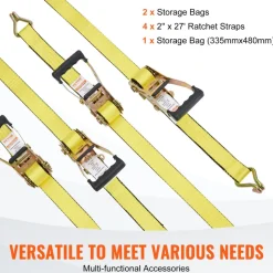 VEVOR Ratchet Tie Down Straps (4PK), 10000 lb Break Strength, Double J Hook Includes 4 Premium 2