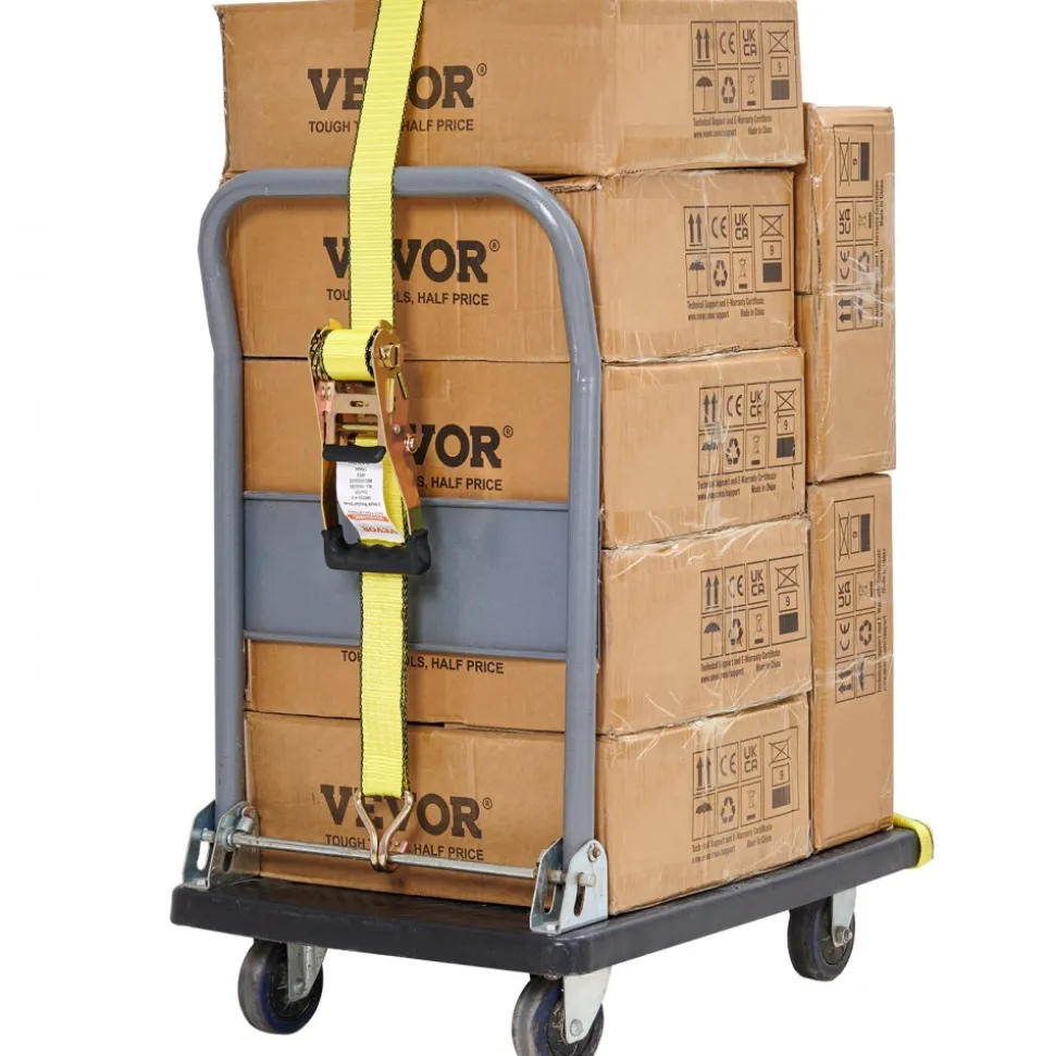 VEVOR Ratchet Tie Down Straps (4PK), 10000 lb Break Strength, Double J Hook Includes 4 Premium 2" x 27' Rachet Tie Downs with Padded Handles, for Moving Securing Cargo, Appliances, Lawn Equipment