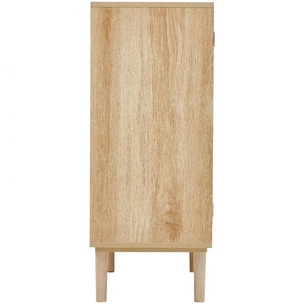 VEVOR Rattan Cabinet, Set of 2, Rattan Storage Cabinet with 4 Magnetic Doors and Adjustable Shelves, Sideboard Buffet Cabinet for Hallway, Entryway, Living Room, or Kitchen, Natural